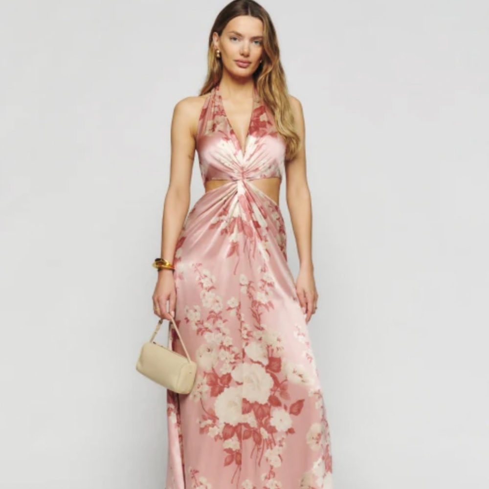 Reformation Pink Floral Wedding Dress